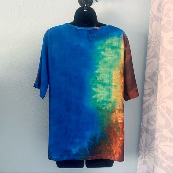 Unbranded multicolored Abstract Print V-Neck Short Sleeve T-shirt Size Small - Picture 6 of 9